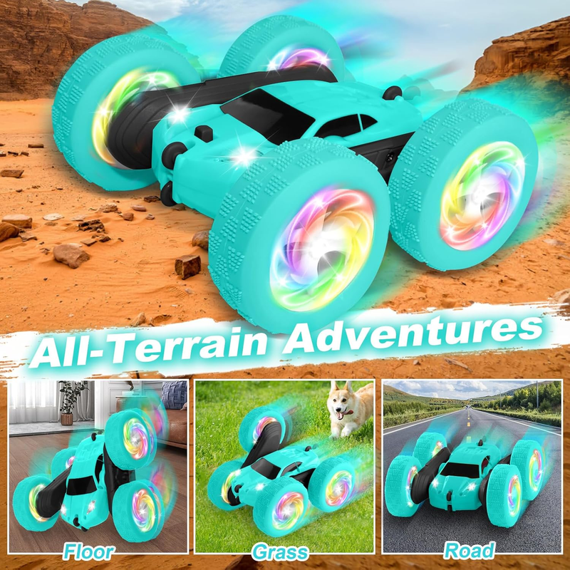 Remote Control Car for Girls 4WD Stunt Car 360 Flips RGB Lights 6+3