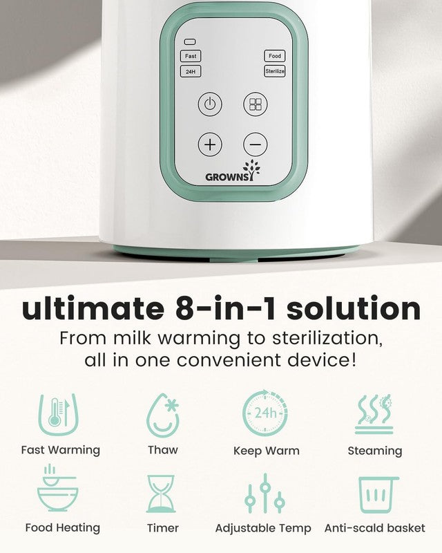 8-in-1 Fast Baby Bottle Warmer w/ Timer, Defrost, Sterilize, Food Heater Green2