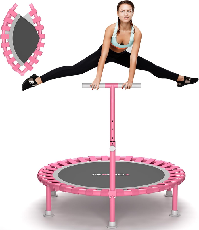 Foldable 40" Mini Trampoline for Kids & Adults - 450Lbs Capacity, Adjustable Bar9
