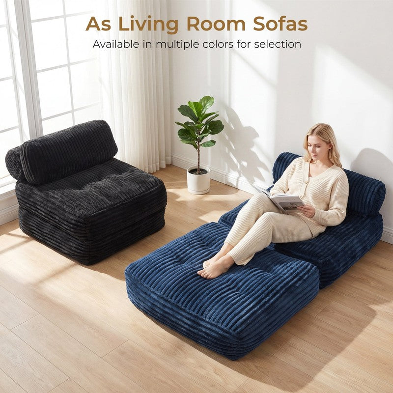 Single Corduroy Convertible Sleeper Sofa   Folding, Pillow Included, Back Suppor3