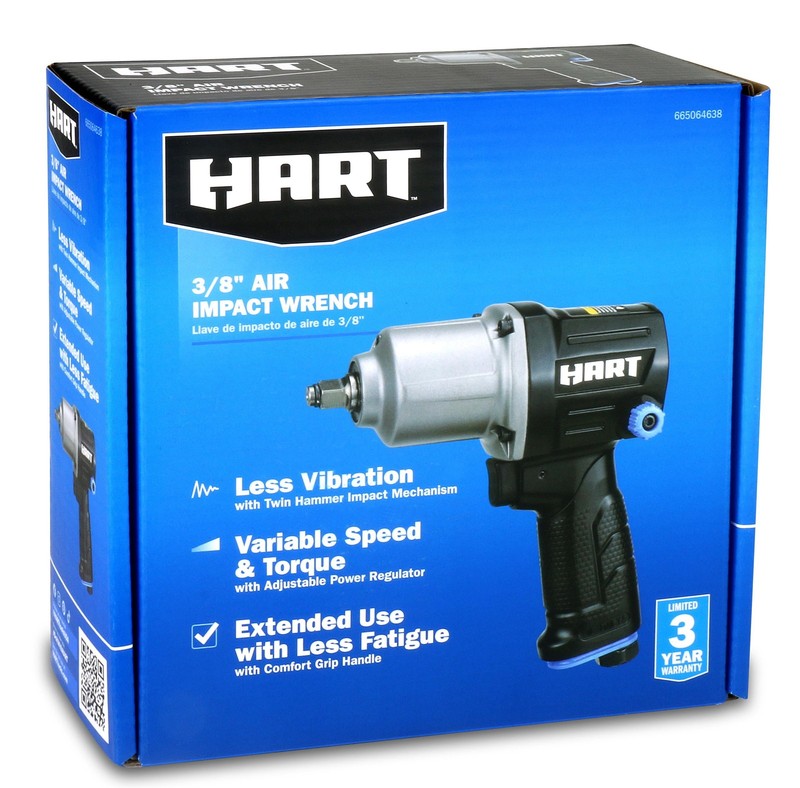 3/8 In. Air Impact Wrench, Twin-Hammer Impact Mechanism, 250 Ft-Lbs of Torque, N4
