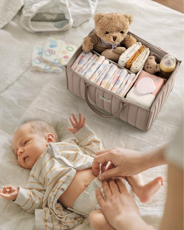 Baby Diaper Caddy Organizer Storage Basket Newborn Essentials Sand5
