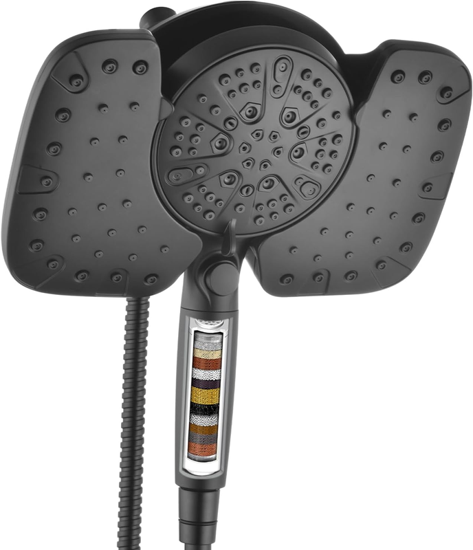10" Rainfall Shower Head Combo w/ Handheld 9 Spray Settings Filter Black 2.5GPM7
