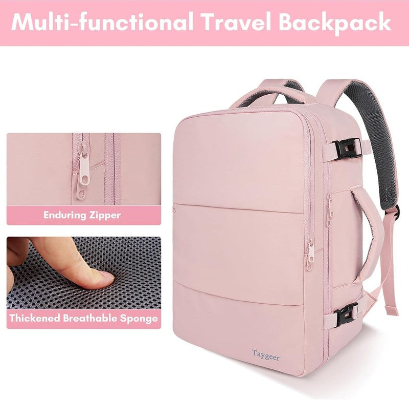 Women Travel Backpack Carry On TSA Laptop Shoe Pocket Pink Daypack7