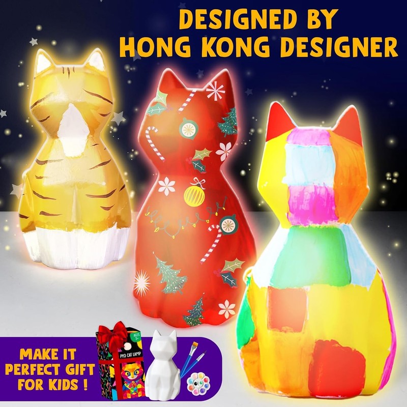 DIY Cat Lamp Painting Kit - Fun Arts & Crafts for Kids Ages 3-126