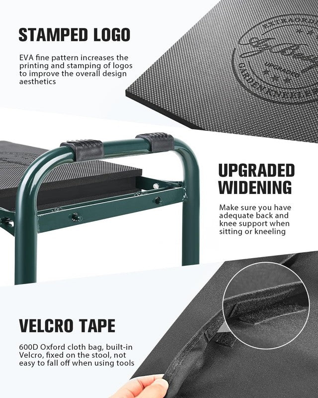 Garden Kneeler and Seat Heavy Duty, Upgraded Foldable Gardening Stool   Widened 4