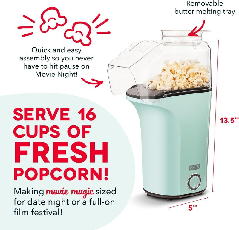 Fresh Pop Popcorn Maker   Oil Free, Air Popcorn Popper   with Measuring Cup & Re2