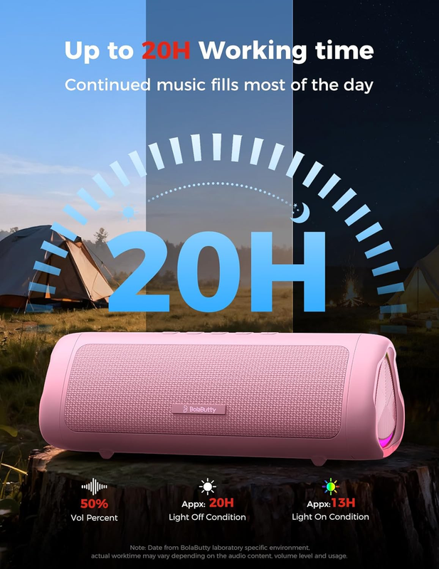 Bluetooth Speaker 20W HD Sound Portable Waterproof Outdoor Speaker Pink4