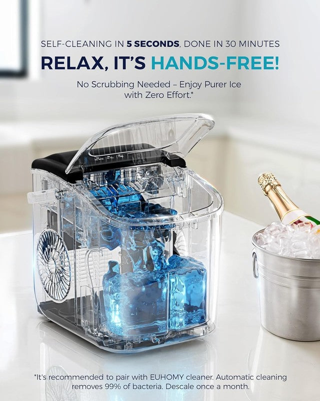 Portable Ice Maker - 26Lbs/24Hrs, 9 Cubes in 6 Mins, Auto-Clean, Black4