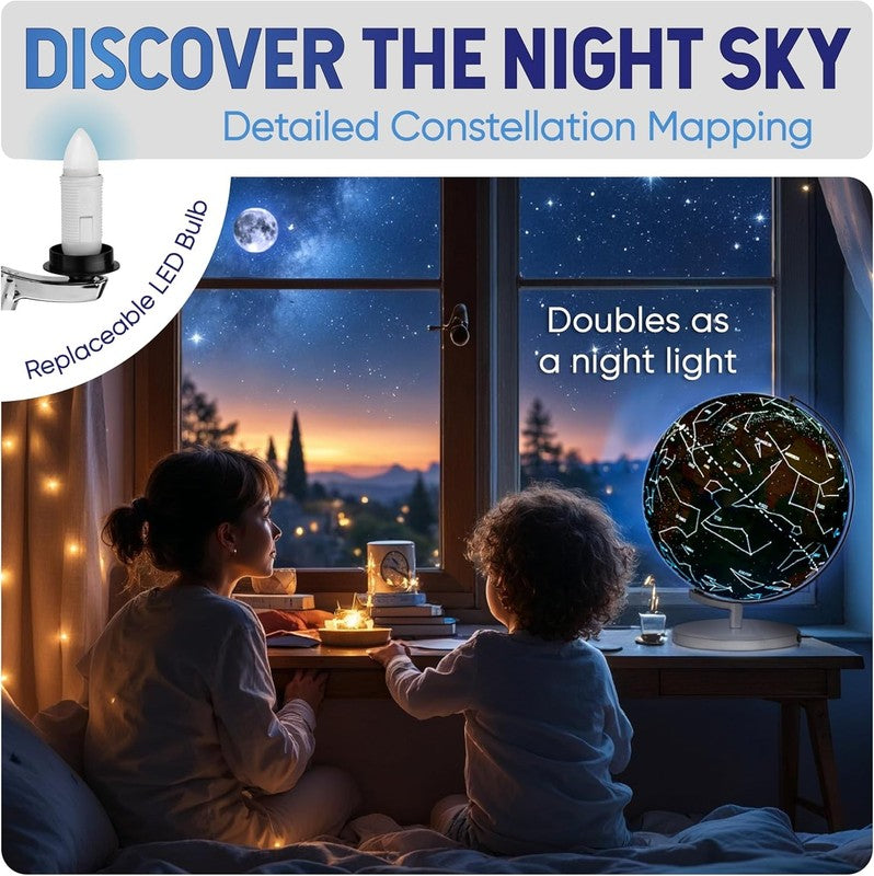 9in Illuminated Kids World Globe STEM Flags Card Game LED Night Light3