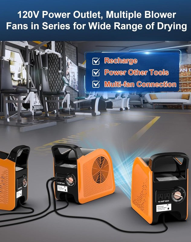 High Velocity Blower Fan 3-Speed Air Mover 355CFM 2 Outlets Portable Orange5