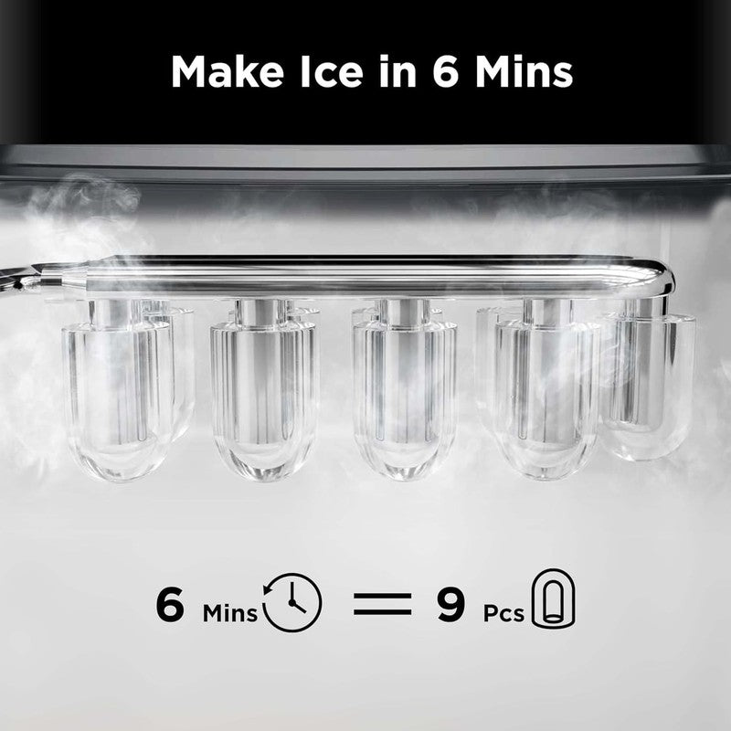 Countertop Ice Maker, 9 Cubes in 6 Mins, Self-Cleaning, 2 Sizes, 26Lbs/Day2