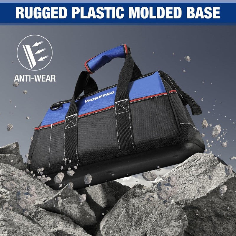 16" Wide Mouth Heavy Duty Tool Bag Waterproof Molded Base with Shoulder Strap6