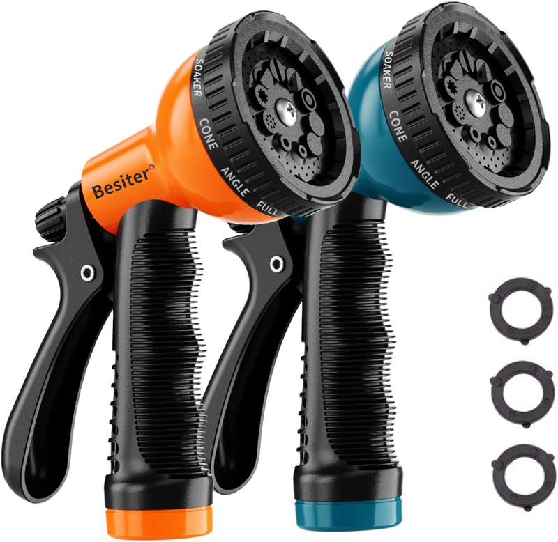 2-Pack Heavy Duty Garden Hose Nozzle with 10 Watering Patterns0