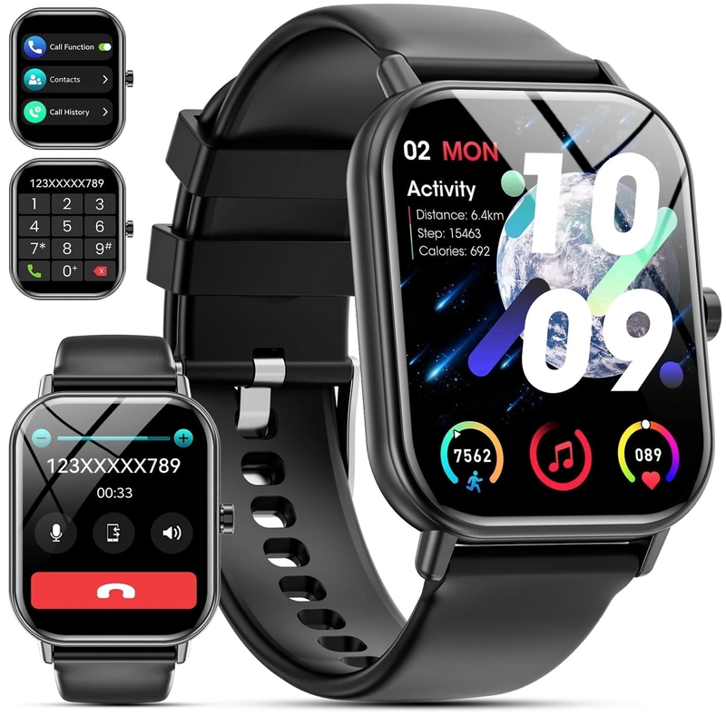 1.85" Smart Watch Android iPhone Call Fitness Tracker IP68 Black5