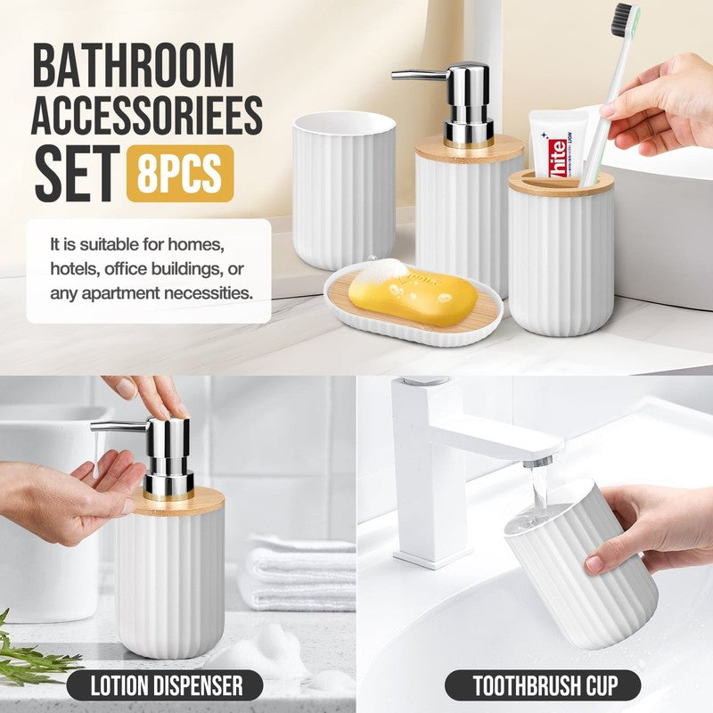19 Pcs White Bathroom Accessories Sets with Shower Curtain, Specially Designed f1