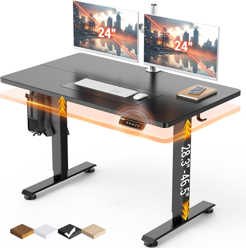 47.2" Adjustable Standing Desk Wood Top Office Table Black10