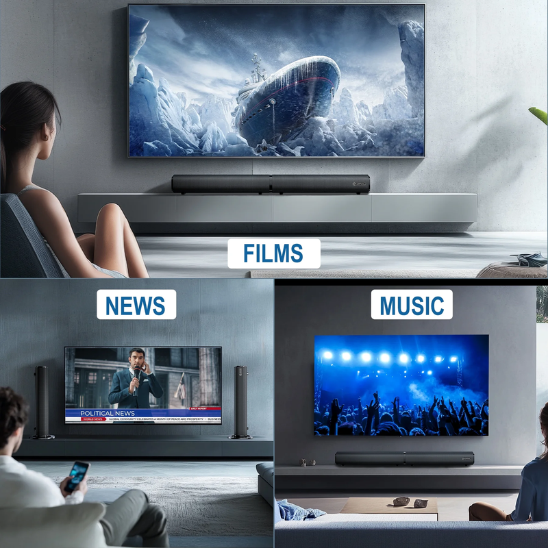 2.2CH 100W Bluetooth 5.0 TV Sound Bar Split Design 3D Surround Sound3