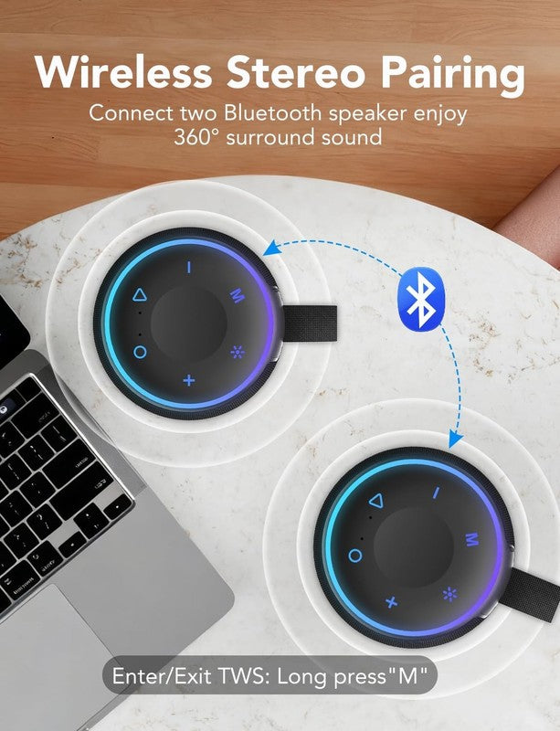 30W Bluetooth 5.4 Speaker, Dual, Deep Bass, 30H Playtime, RGB Lights, IPX7, TWS5