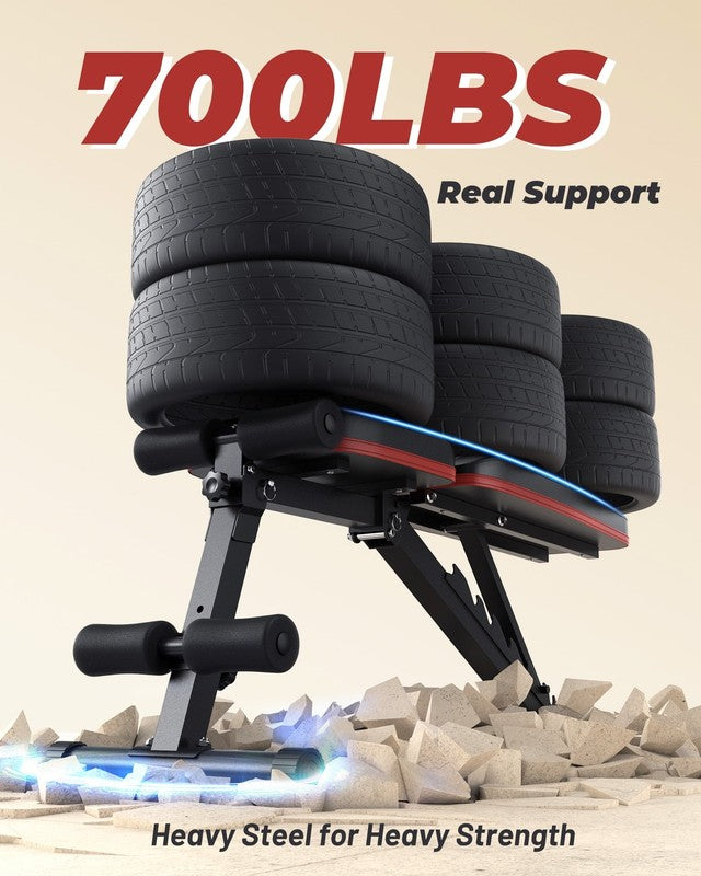 Adjustable Folding Weight Bench for Home Gym, Includes Resistance Bands2