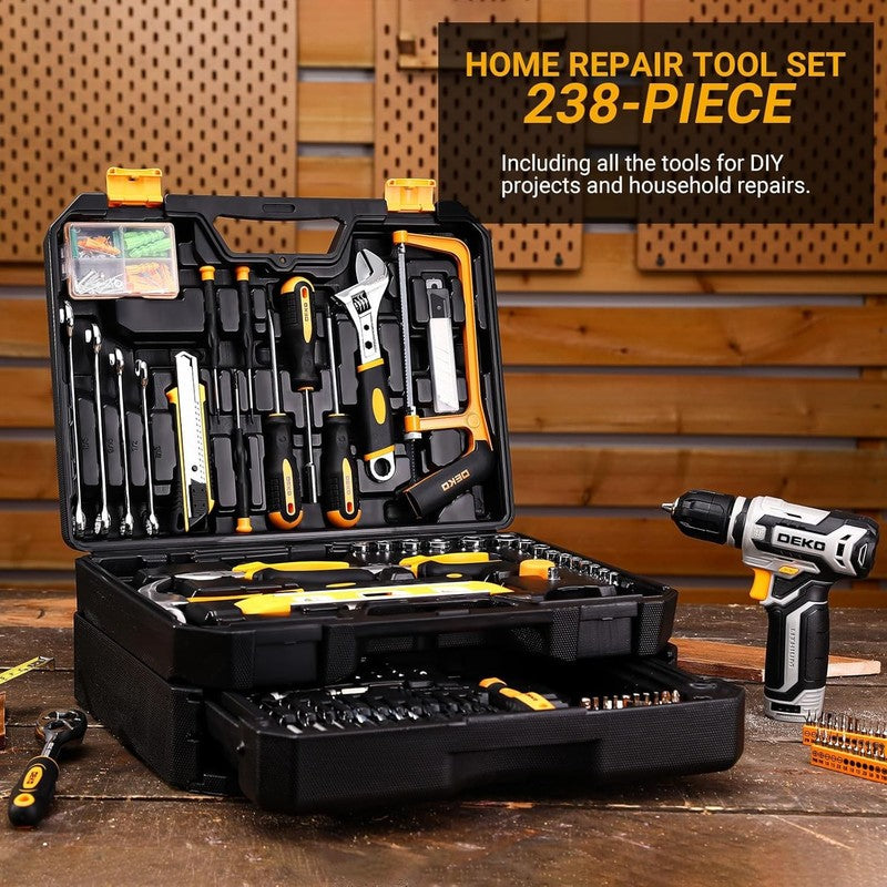 12V Cordless Drill Tool Kit Box Home Repair Combo Set w Organizer Case4