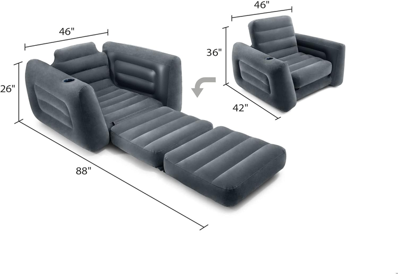 66551EP Inflatable Pull-Out Chair: Built-In Cupholder – Velvety Surface – 2-In-12