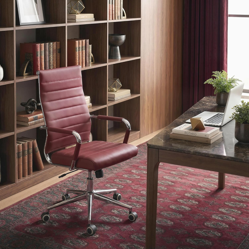 Red Executive Office Chair Ergonomic Leather Swivel Adjustable Desk8