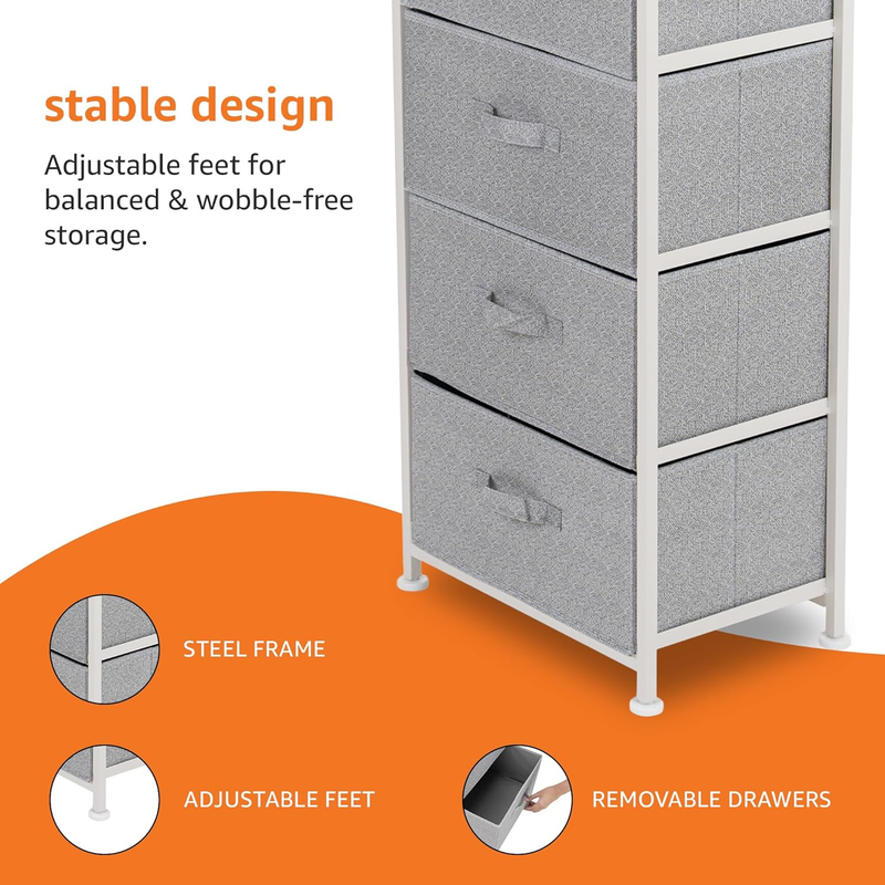 4 Drawer Fabric Storage Organizer Unit Closet Bedroom White5