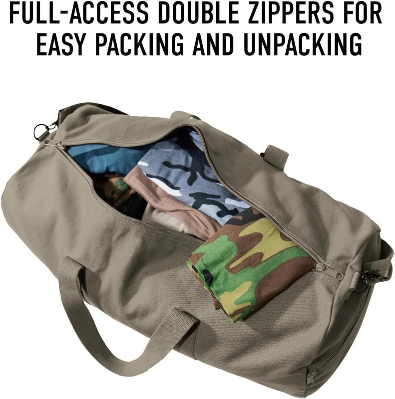 Heavy-Duty Canvas Shoulder Duffle Bag - Rugged Travel Gym Gear Equipment Bag4
