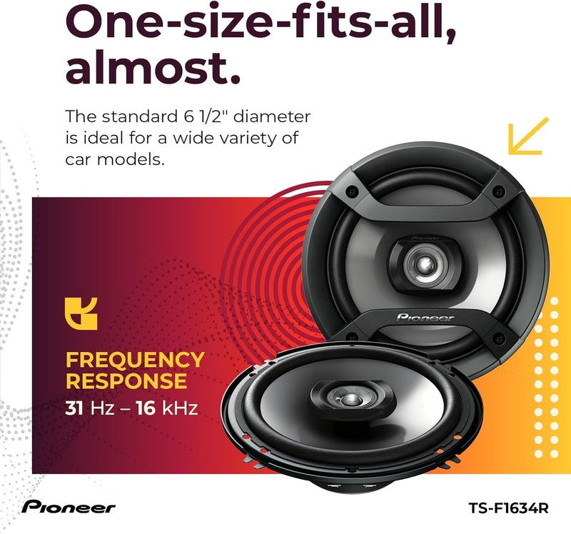 F Series TS F1634R 6.5” 2 Way Speakers (Pair) – 200W Max, Balanced Sound + Smoot4