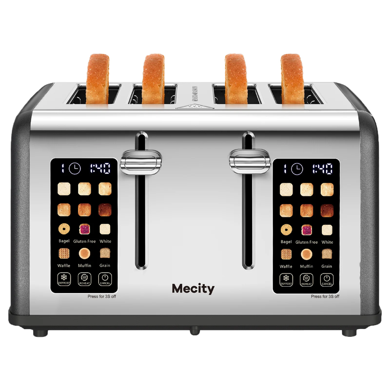 4-Slice Touchscreen Toaster Stainless Steel 6 Browning Wide Slots Gray0