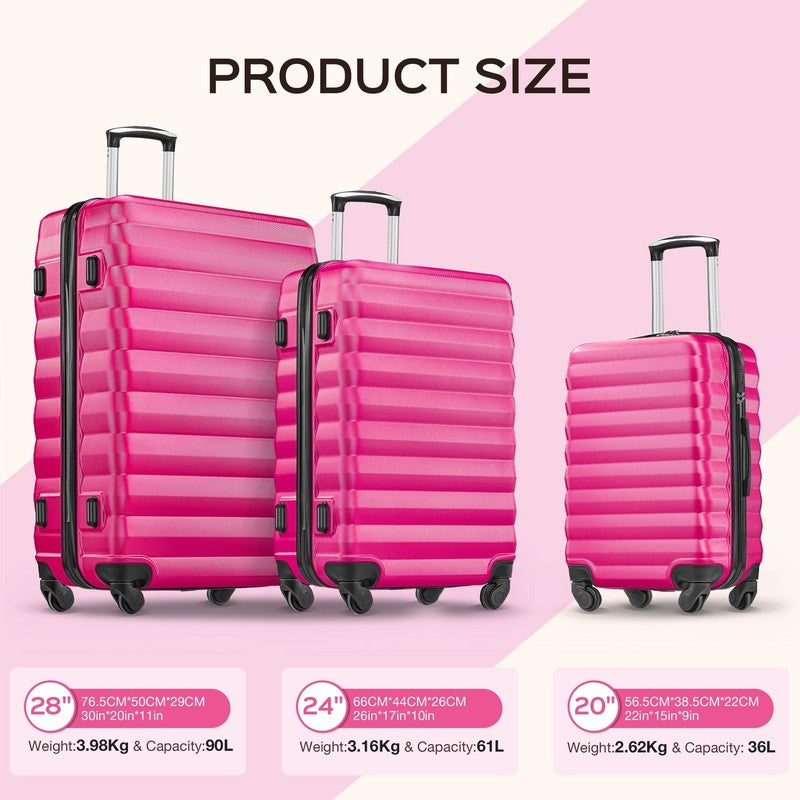 10 Piece Luggage Set Hardside Spinner Suitcase 28 24 20 Inch Backpack Rose Red7