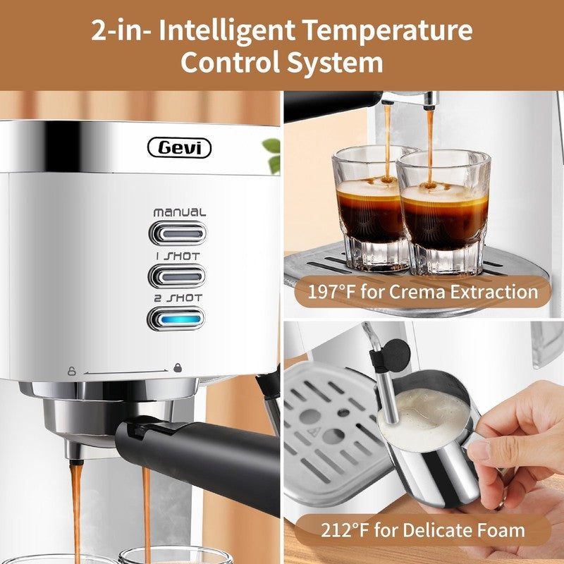 20 Bar Espresso Machine, Coffee Maker with Milk Frother，White3