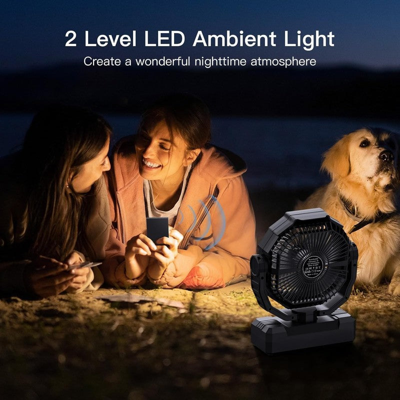 3 In 1 Camping Fan   Portable Fans Rechargeable   24000Mah Battery Powered Fan(12