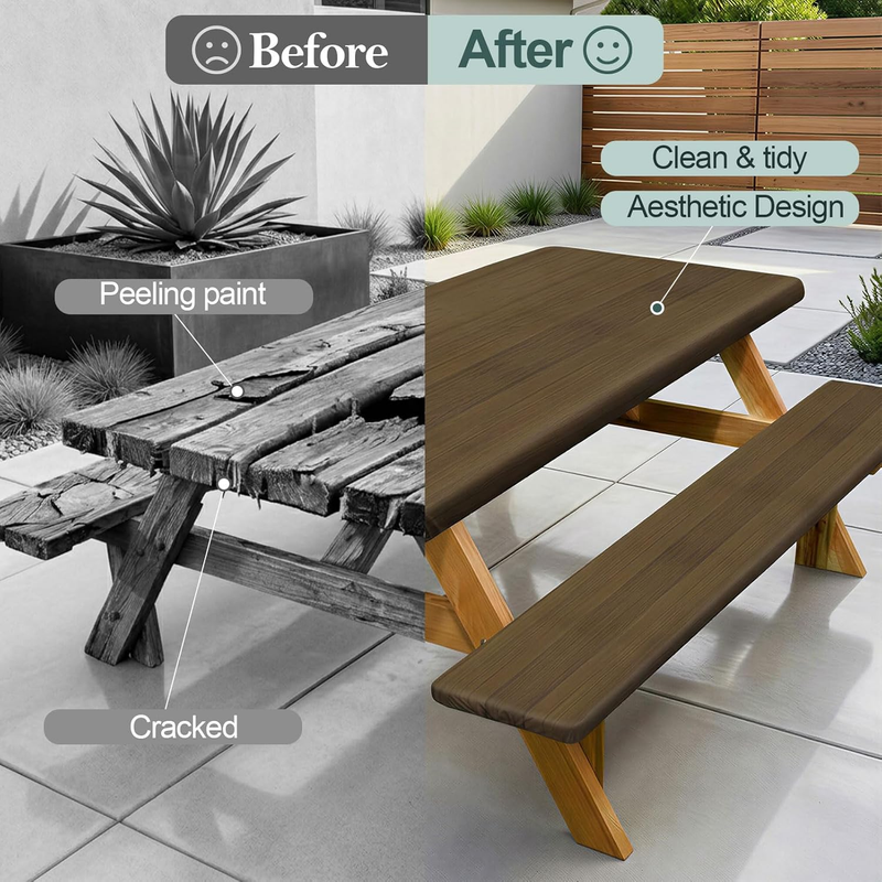 Picnic Table Cover Bench Waterproof Windproof 72In Rectangle Dark Brown1