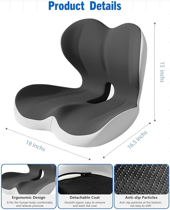 L Shaped Seat Cushion for Long Sitting,Memory Foam Ergonomic Back Support Drivin2