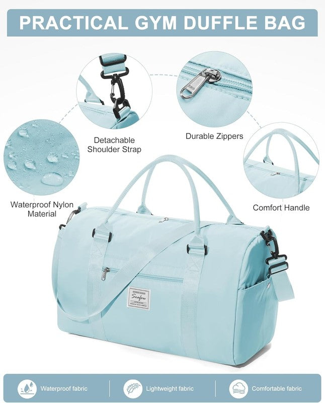 Gym Bag Unisex Shoe Compartment Wet Pocket Travel Duffel Tote Weekend Carry On6