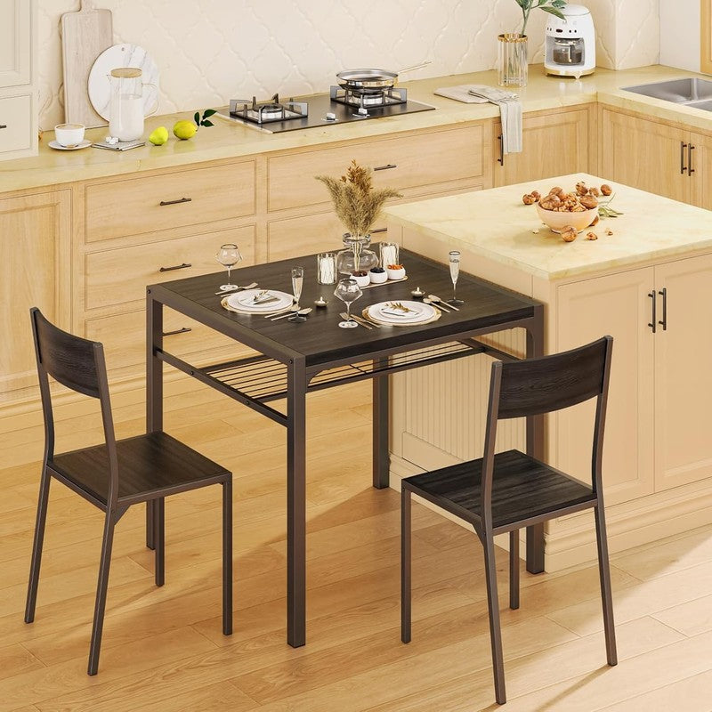 Dining Table Set for 2, 3 Piece Kitchen Table with 2 Chairs for Small Space, Apa1