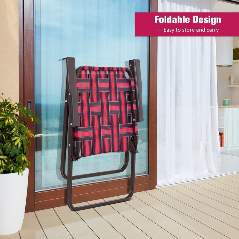 6 Pack Folding Beach Chairs - Portable Camping Lawn Webbing Chairs6