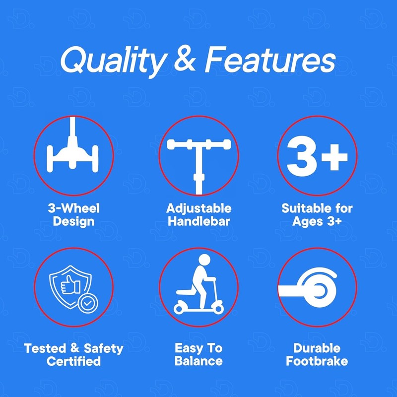3 Wheel Kids Scooter Lean to Steer Adjustable Handlebar Anti Slip Deck Red/Blue4