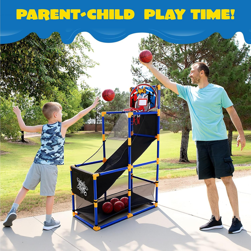 Arcade Basketball Game Set w/ 4 Balls Hoop Indoor Outdoor Kids 3 12 Air Pump4