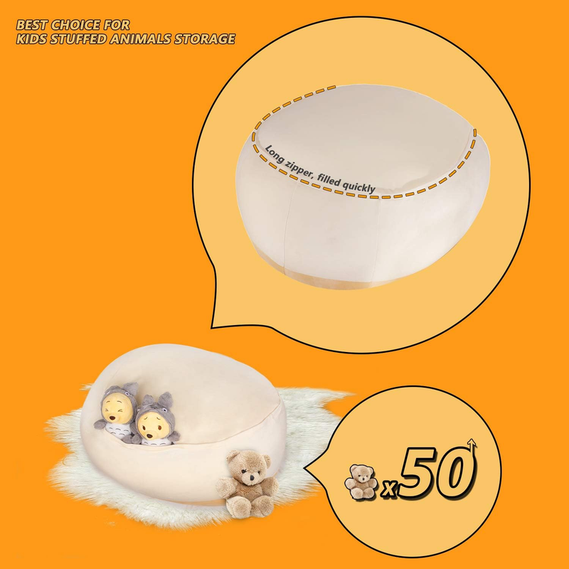 Stuffed Animal Storage Bean Bag Cover Kids Yellow Shiba Inu Toy Organizer6