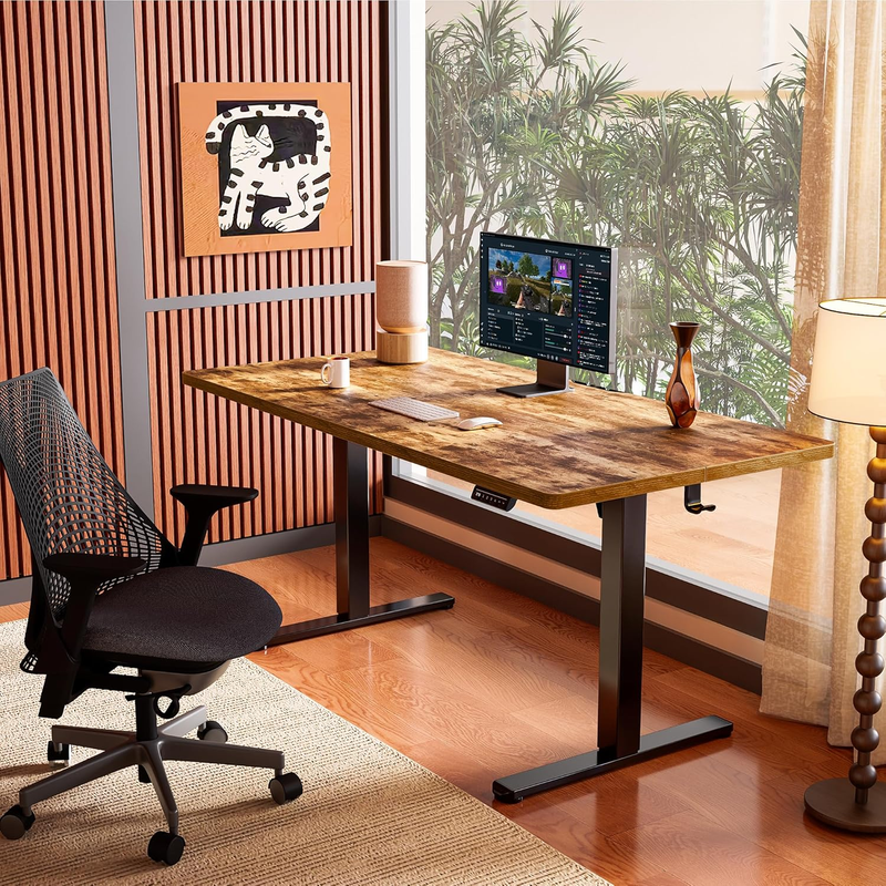 Electric Standing Desk 48x24 Height Adjustable Office Desk Vintage Brown1