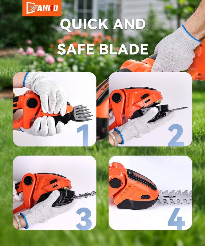 Cordless Hedge Trimmer, 3 in 1 Handheld Electric Grass Trimmer , Trimmer for Bus7