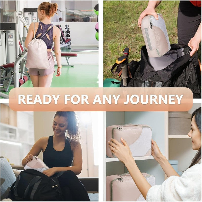 Packing Cubes Set for Travel   Organizer, Shoe & Toiletry Bag, Cream5