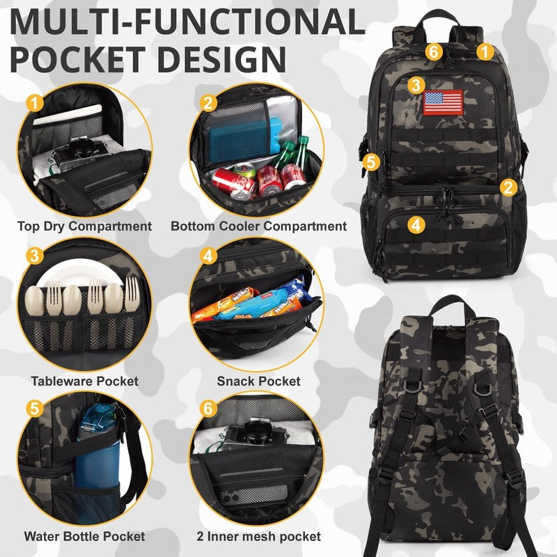 Double Deck Cooler Backpack – Insulated Leakproof Lunch Bag with 2 Compartments 4