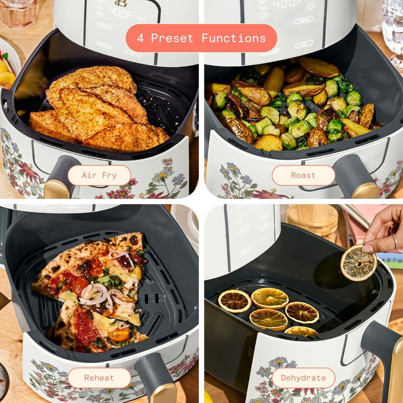 6 Qt Air Fryer w/ Turbocrisp Technology Evergood Ceramic Nonstick White Flower6