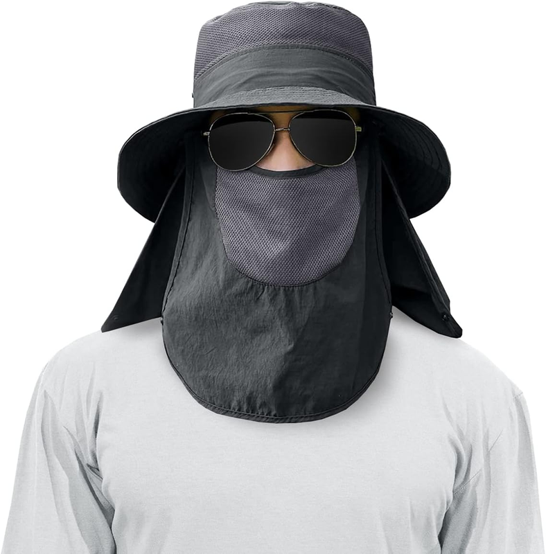 Men's Wide Brim Fishing Hat 3 Pack UPF 50+ Face Neck Flap Cap1