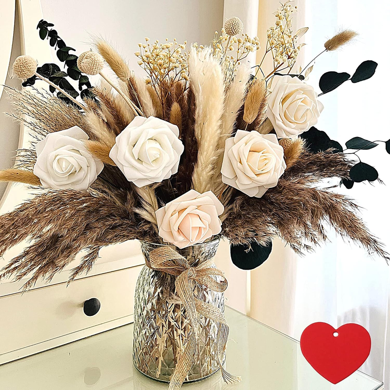 100-Pcs Artificial Flowers with Vase Dining Table Centerpiece Home Decor10