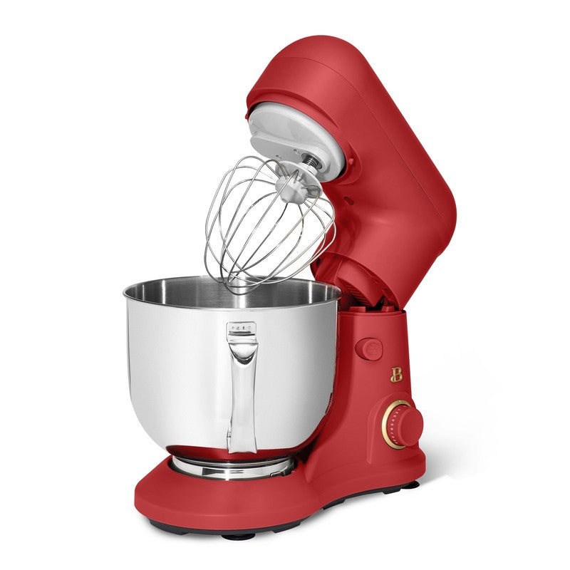 Beautiful 5.3 QT Stand Mixer w/ Flat Beater, Dough Hook by Drew Barrymore Red9